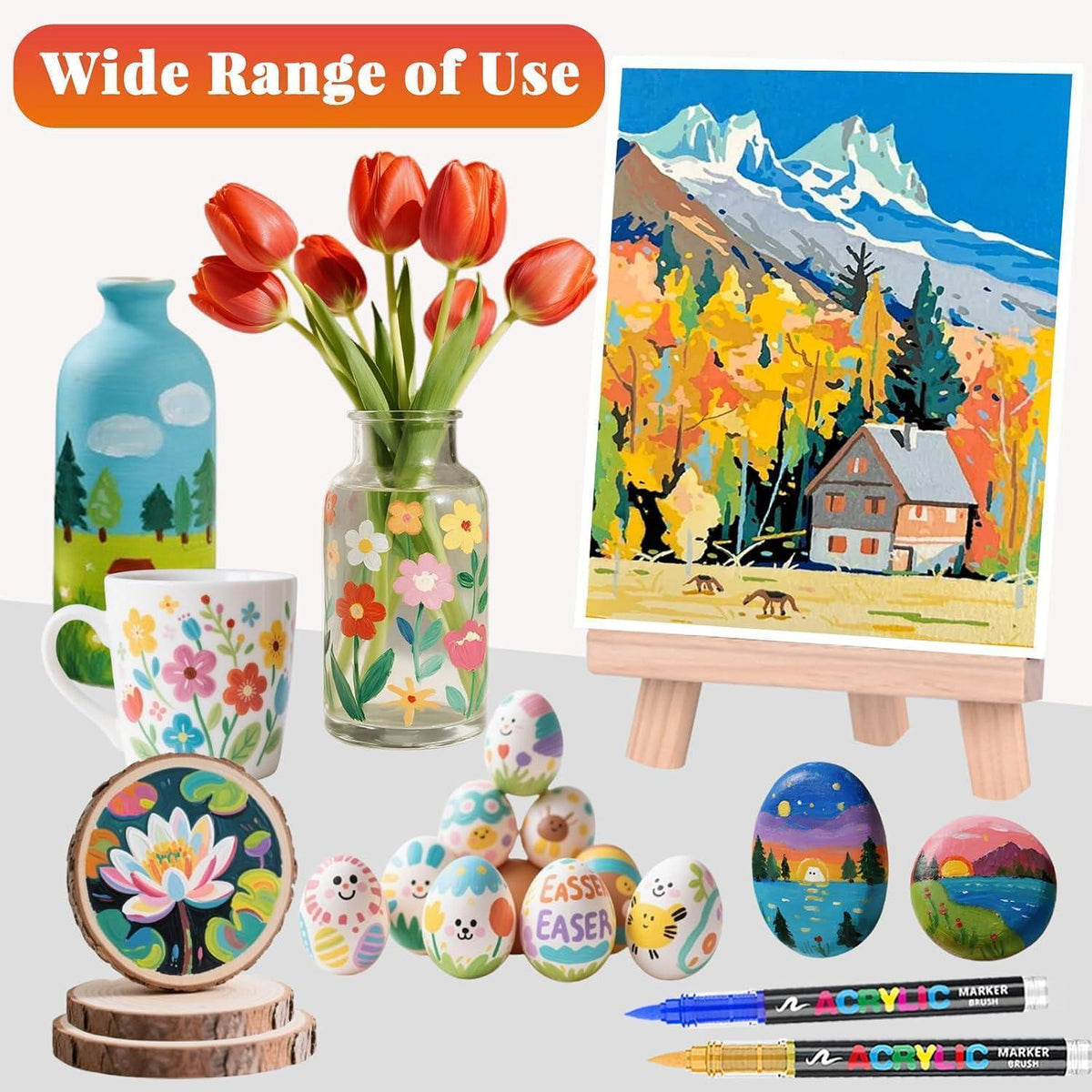 Acrylstifte Set 240 Farben – Pinselspitze für Basteln & Malen