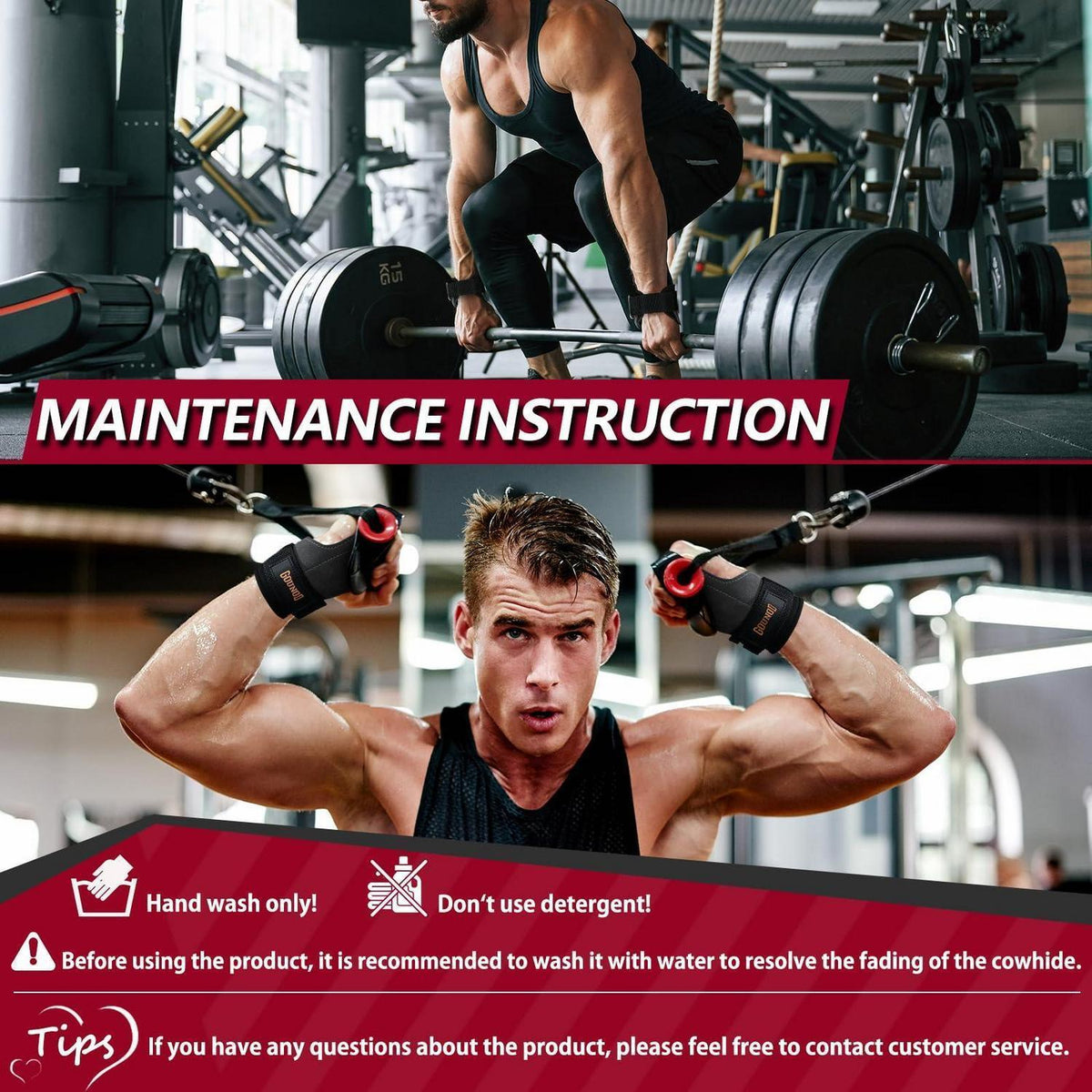 Krafttraining Zughilfen aus Leder für Fitness & Bodybuilding