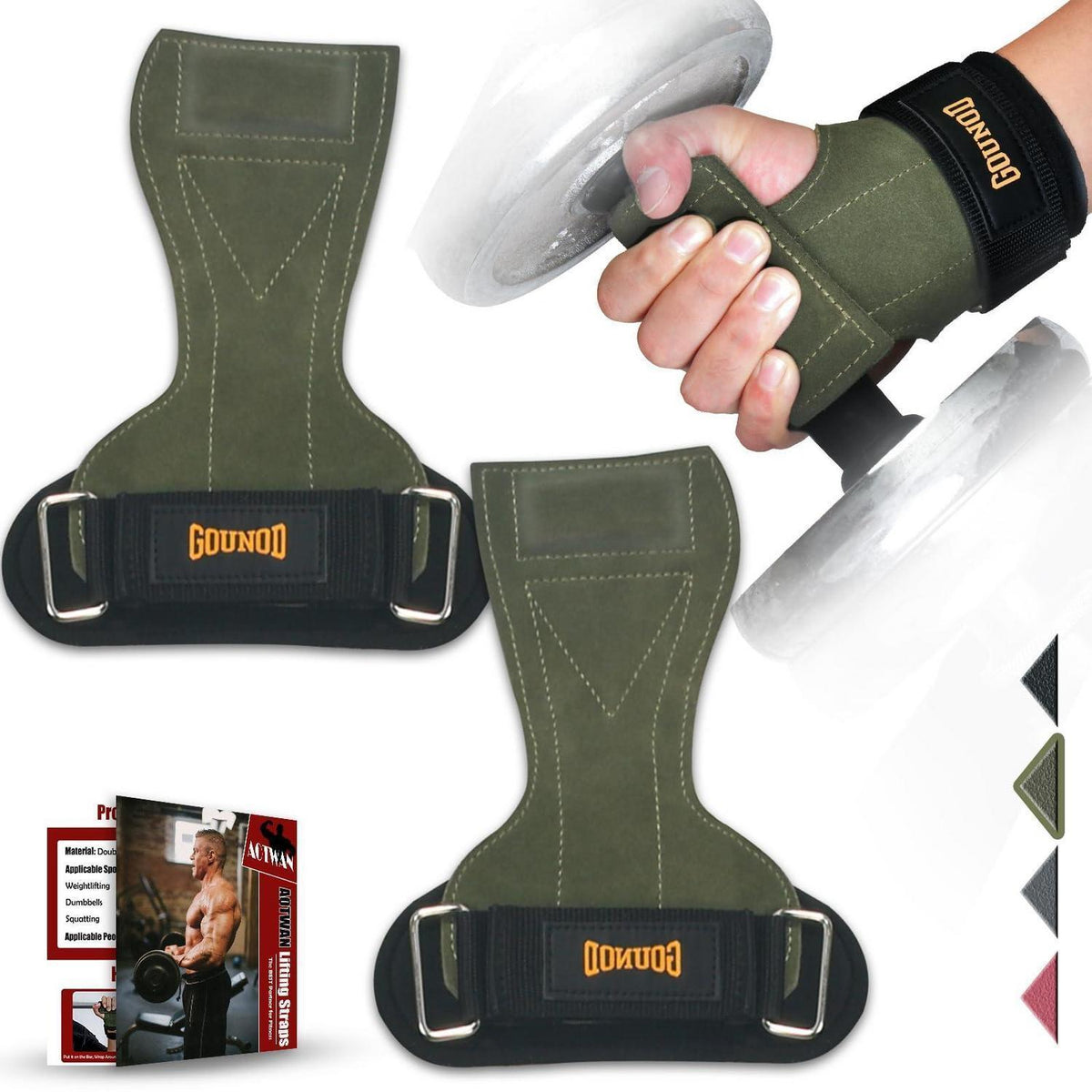 Zughilfen Krafttraining aus doppellagigem Rindsleder Deep Green