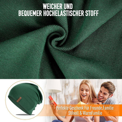 Baumwoll Beanie Mütze Damen Herren – Dunkelgrün, Atmungsaktiv & Vielseitig
