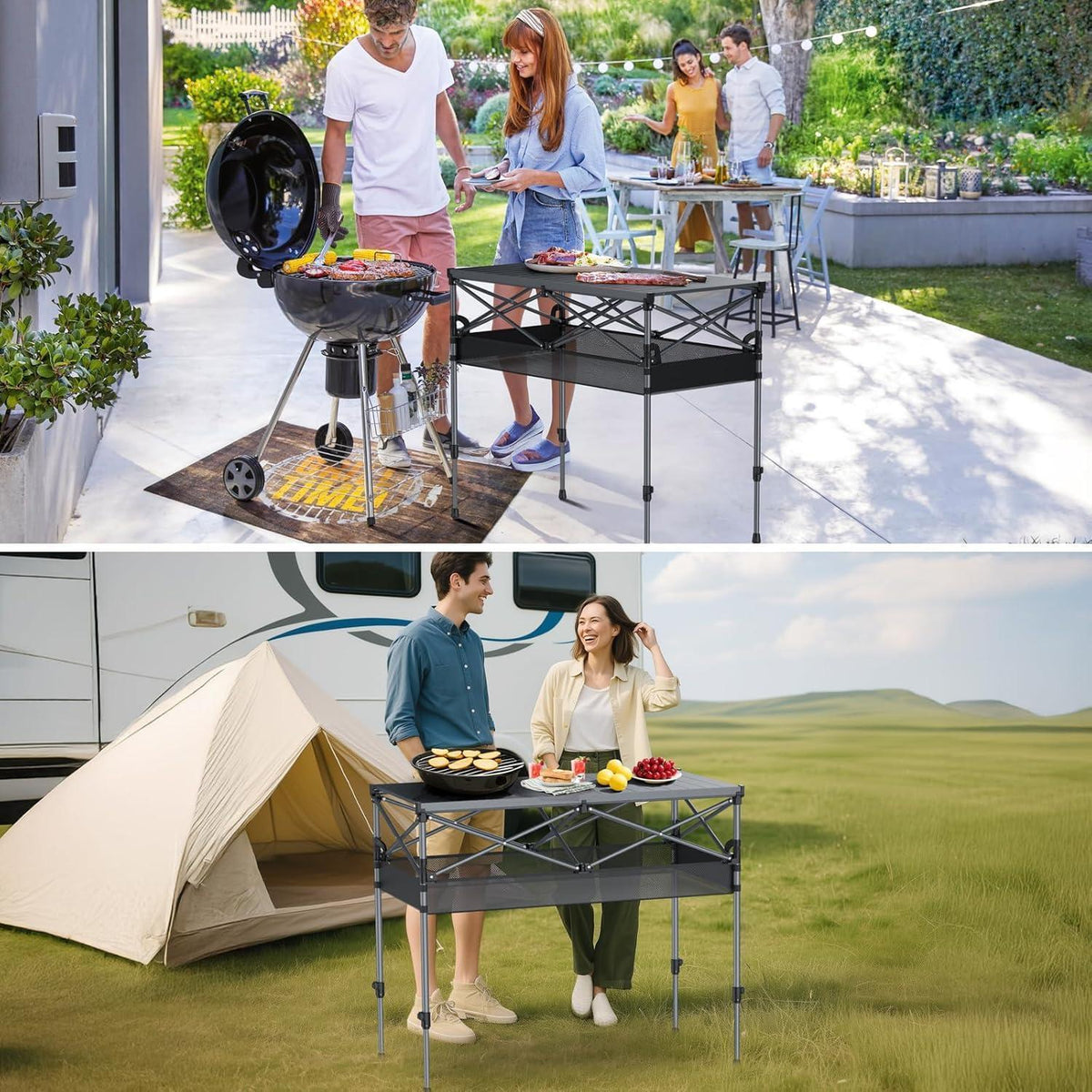 Klapptisch 100x50cm, 2 Höhen, Aluminium & Stahl, inkl. Tasche
