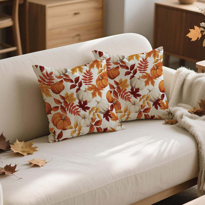 Herbst Kissenbezug 45x45 Kürbis & Blätter 2er Set