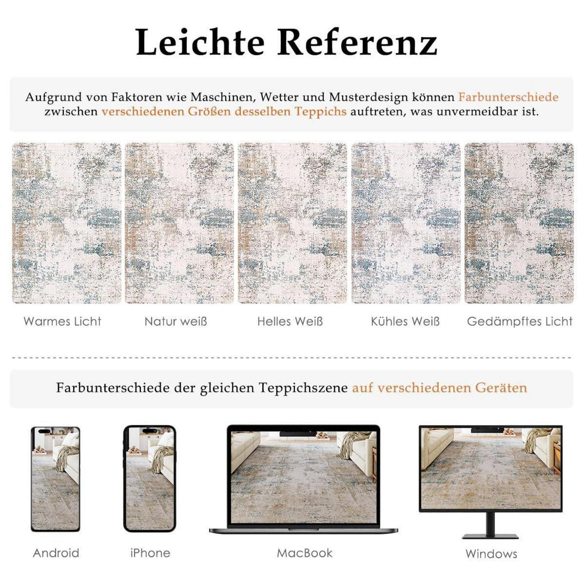 Beiger Blau Teppich 300x400cm – Waschbar & Rutschfest