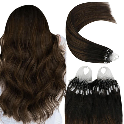 Echthaar Micro Ring Extensions Braun Balayage 55 cm