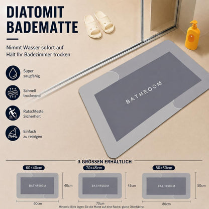 Rutschfeste Badematte Grau – Saugfähig & Trocknend 70x45 cm