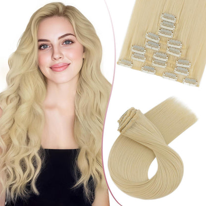 18 Zoll Clip-in Haarverlängerung Gerade #613 Bleichblond