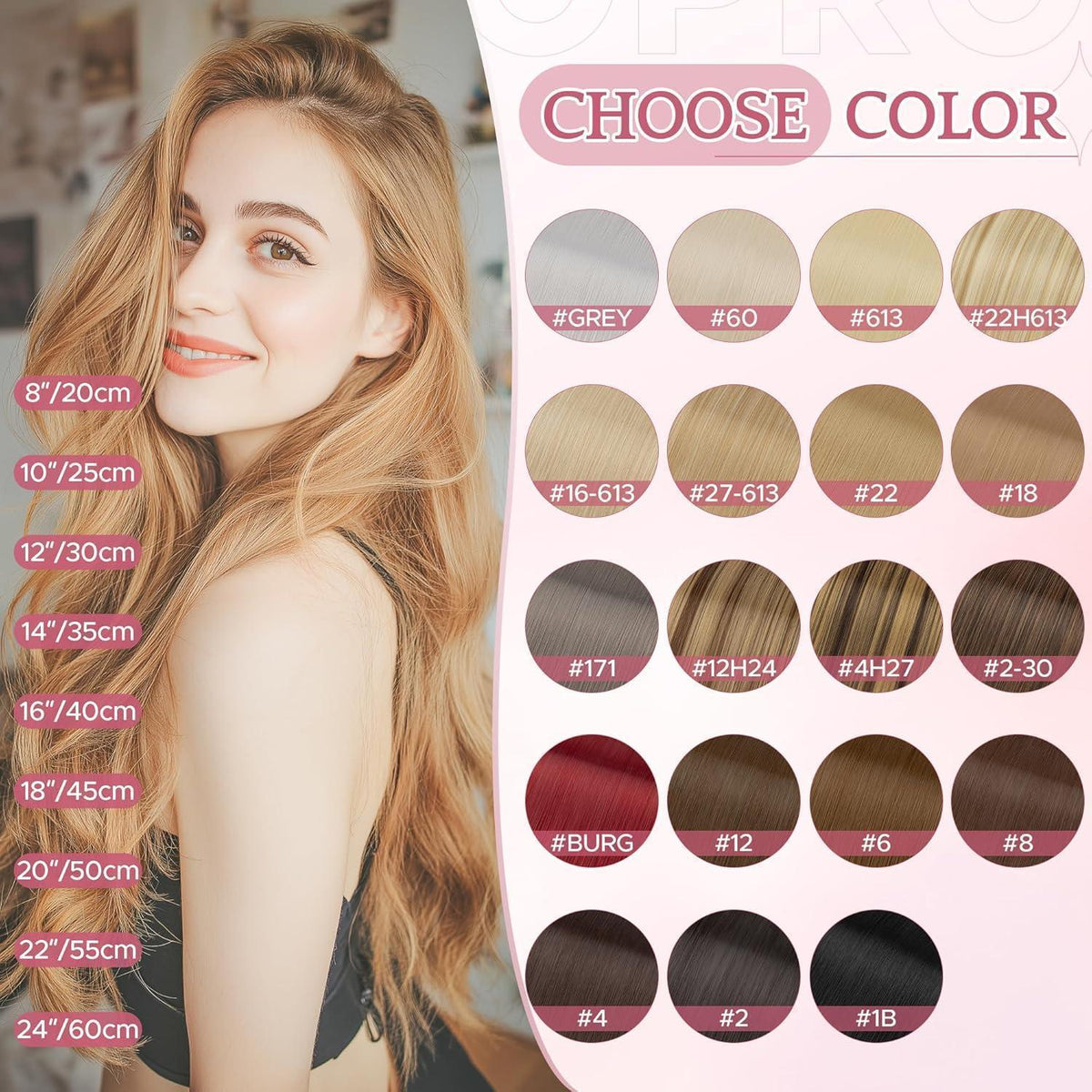 18 Zoll Clip-in Haarverlängerung Gerade #613 Bleichblond