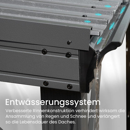 Wandmontierter Pavillon 3,6x6,1m – Terrassenüberdachung Grau
