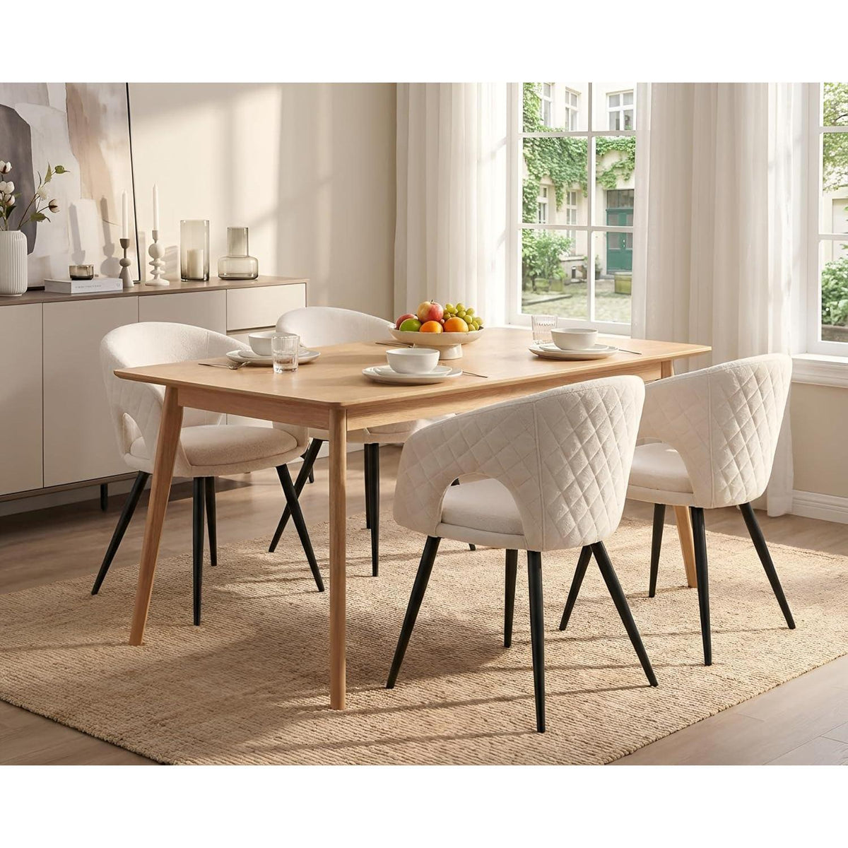 Gepolsterte Esszimmerstühle 2er Set mit Armlehnen, Beige