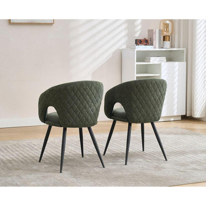 Gepolsterte Esszimmerstühle 2er Set mit Armlehnen, Grün