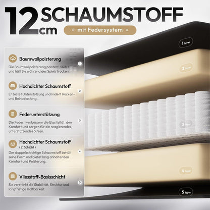 Gaming Stuhl mit Fußstütze, atmungsaktiv, Übergröße