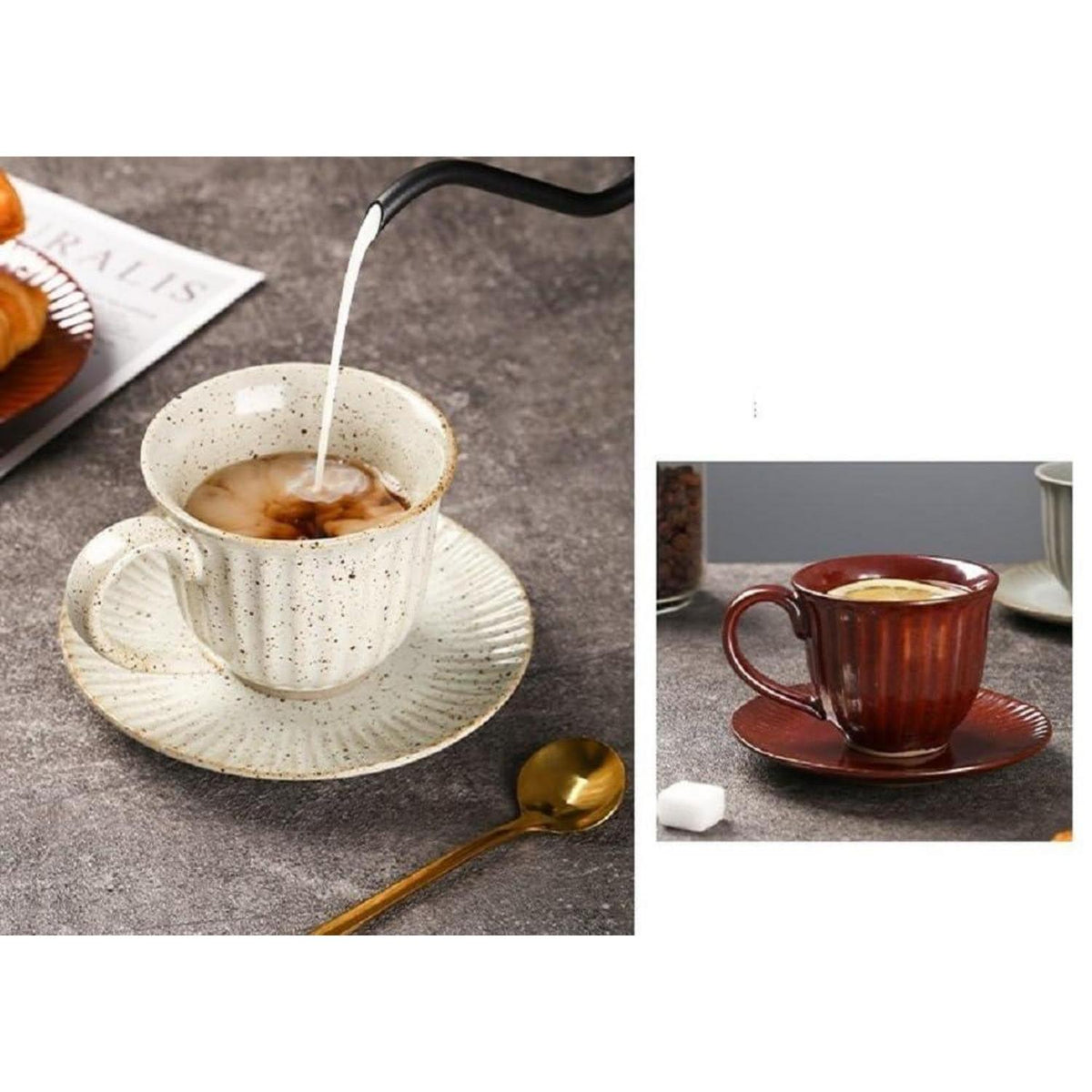 Cappuccino Tasse Set Beige - Vintage Espressotasse 160ml