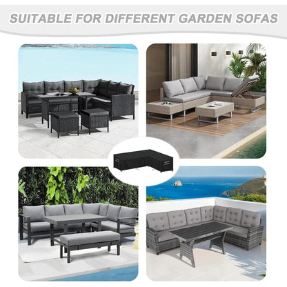 L-Form Gartenmöbel Abdeckung | Wasserfest & Windfest | 270x210x87x80/60cm