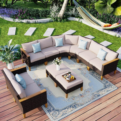 Polyrattan Lounge Set wetterfest, 20% dicker, wasserdichte Kissen