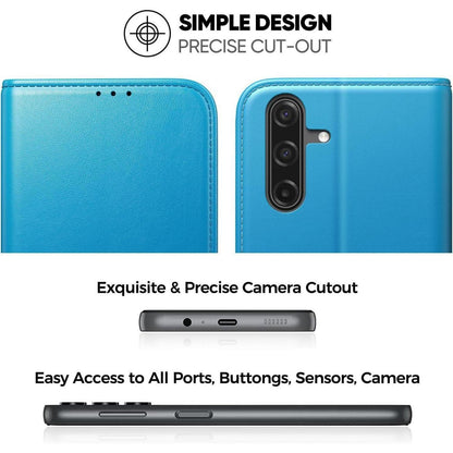 Klapphülle mit Kartenfach & Schutzglas für Samsung Galaxy A17 5G, Leuchtend Blau