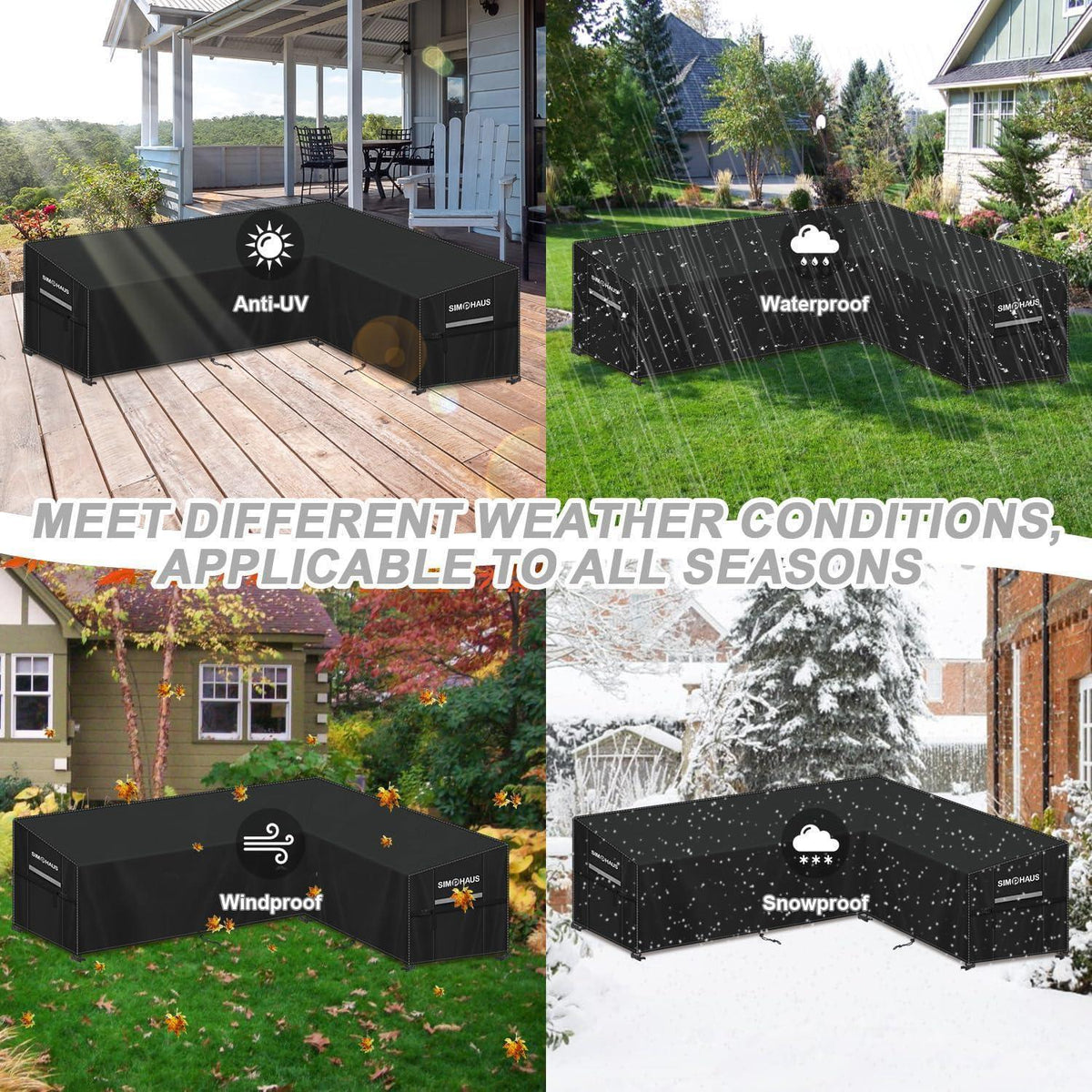 Gartenmöbel Abdeckung L-Form | Wasserdicht & Windfest | 300x230x95x80/60cm