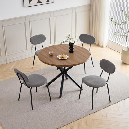 Runder Esstisch Set (100cm) mit 4 Stapelstühlen Dunkelgrau