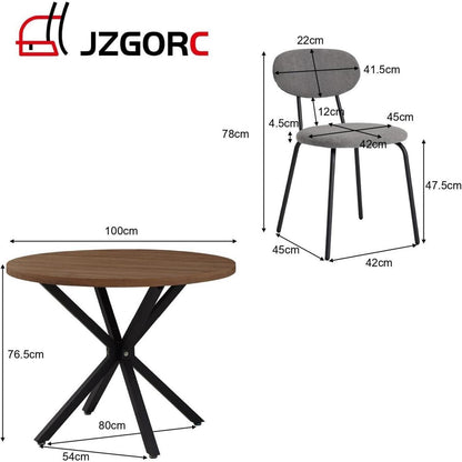 Runder Esstisch Set (100cm) mit 6 Stapelstühlen Dunkelgrau