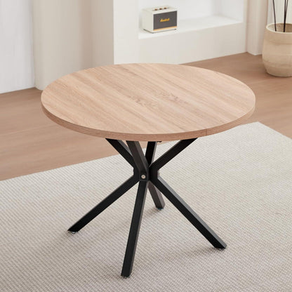 Runder Esstisch Set (100cm) mit 6 Stapelstühlen – Modern & Ergonomisch