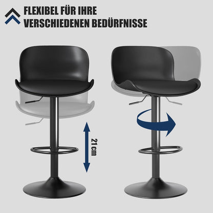 Höhenverstellbarer Barhocker 3er Set Schwarz mit Fußstütze