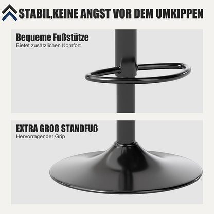 Höhenverstellbarer Barhocker mit Fußstütze in Lederoptik