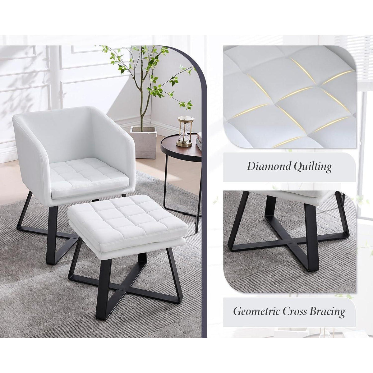 Loungesessel mit Ottomane – Beiger Samt Relaxsessel Modern