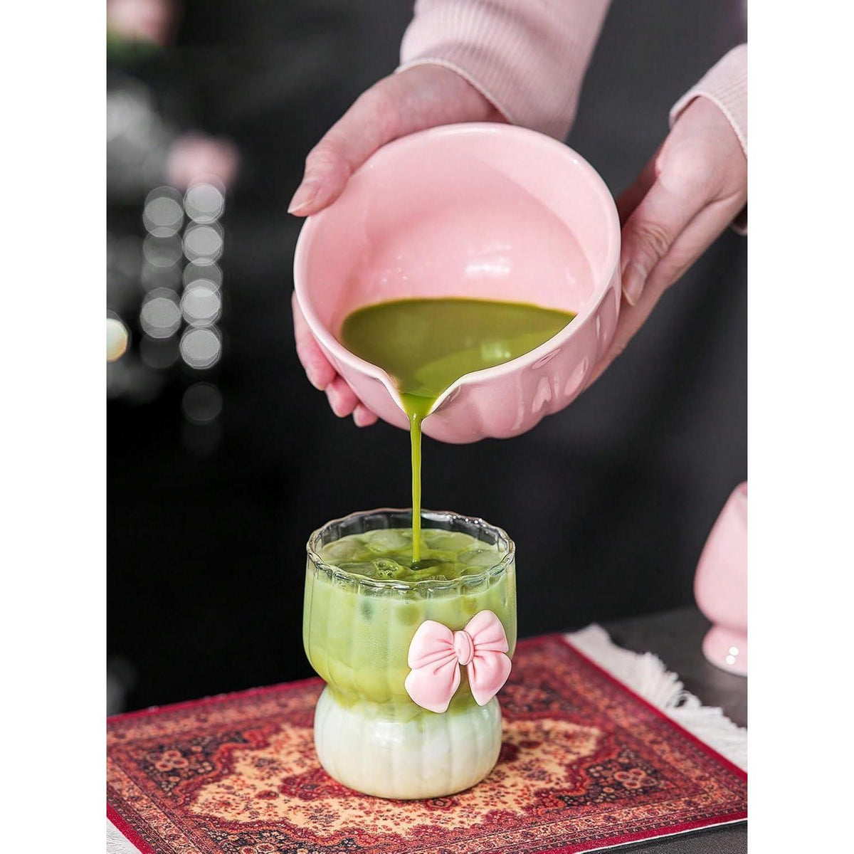 Matcha Set Premium 7-teilig mit Bambus Schneebesen & Rosa Etui