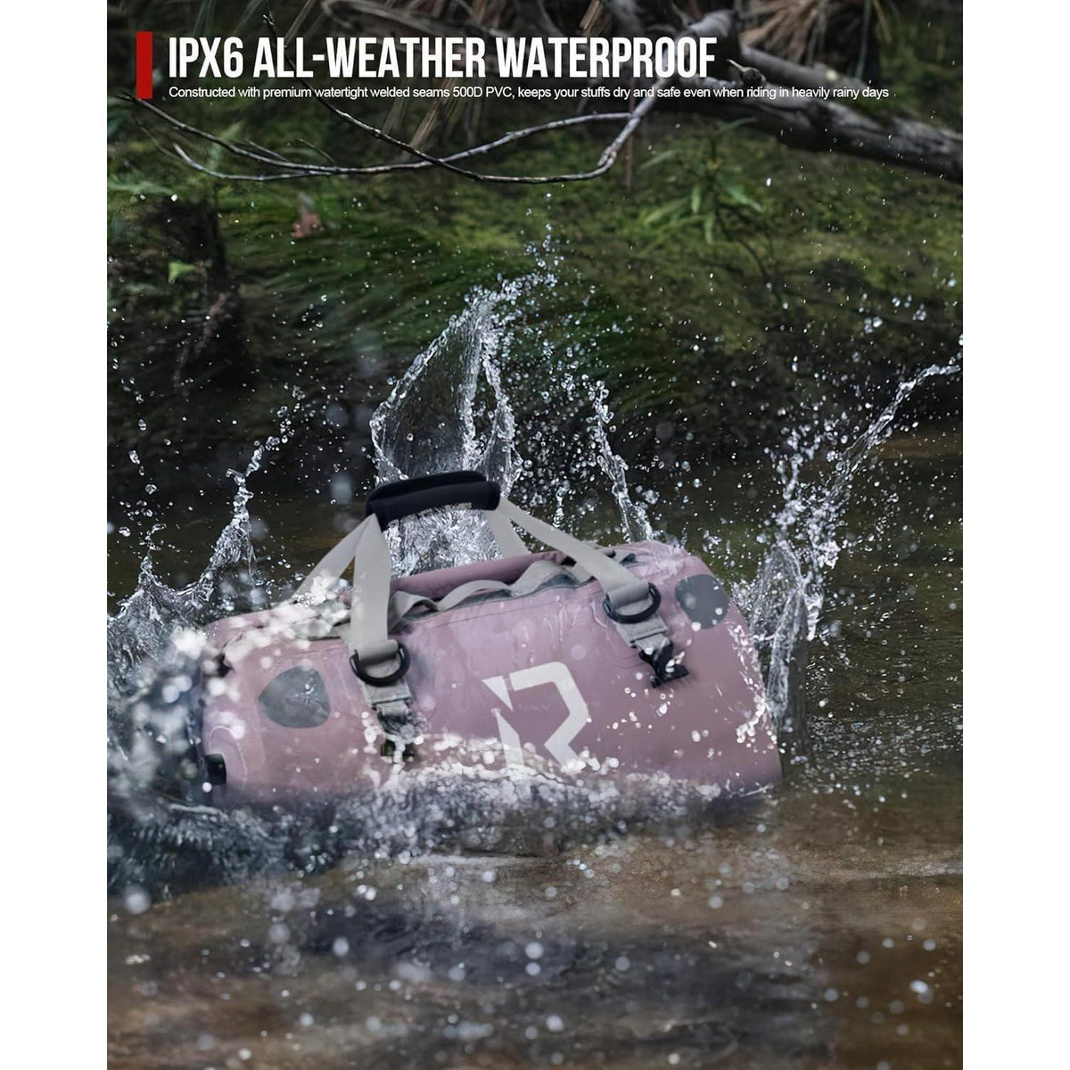 Wasserdichte Motorrad Gepäckrolle 50L – Lila