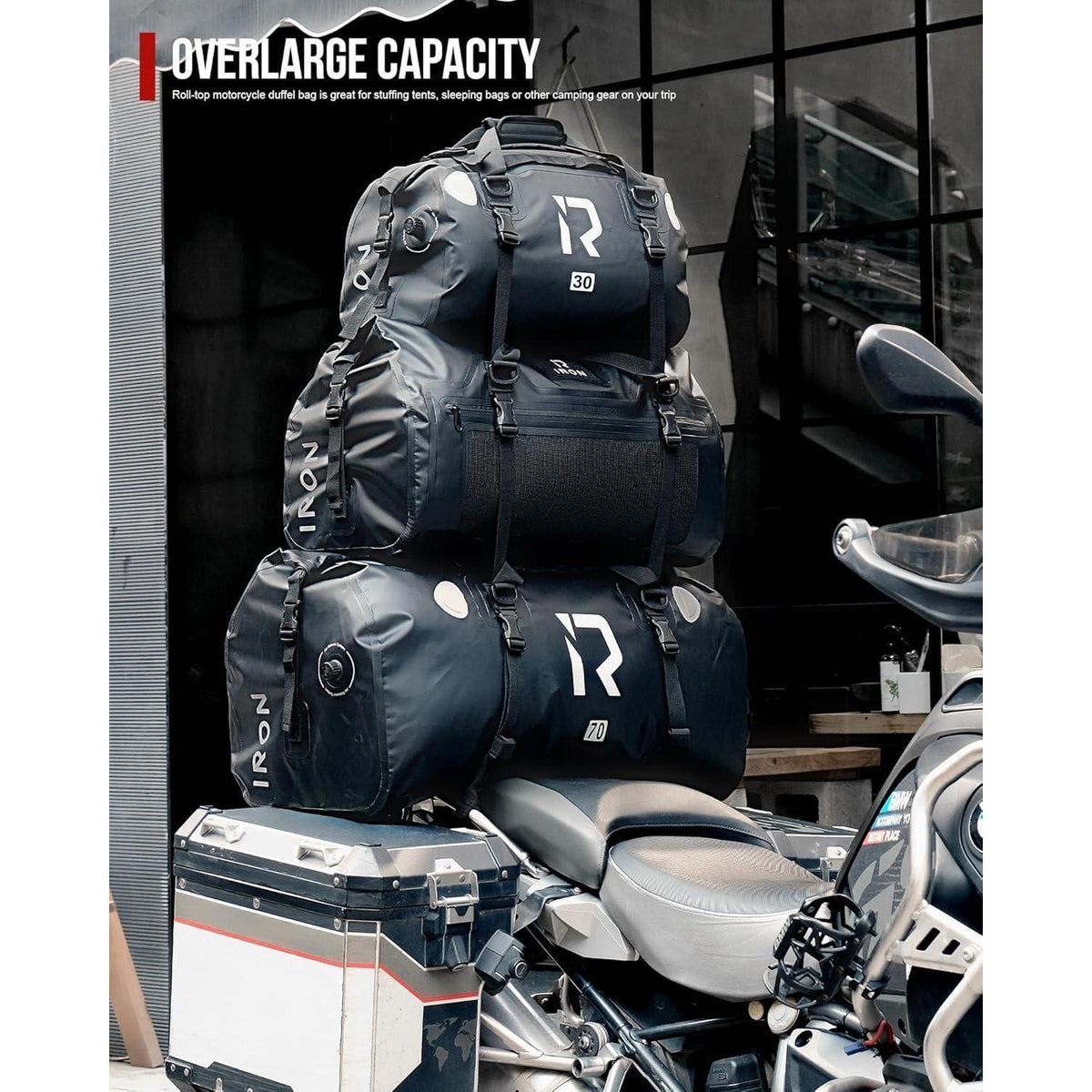 Wasserdichte Motorrad Gepäckrolle 50L – Hecktasche für Reisen