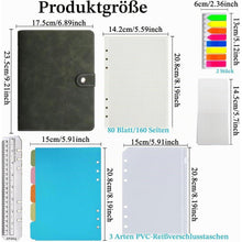A5 Notizbuch Binder – Olivgrün Kariert, Nachfüllbar in Lederoptik