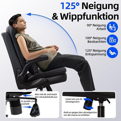 Ergonomischer Bürostuhl mit hoher Rückenlehne und Wippfunktion