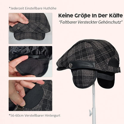 Verstellbare Herren Wintermütze mit Ohrenklappen – Schwarz