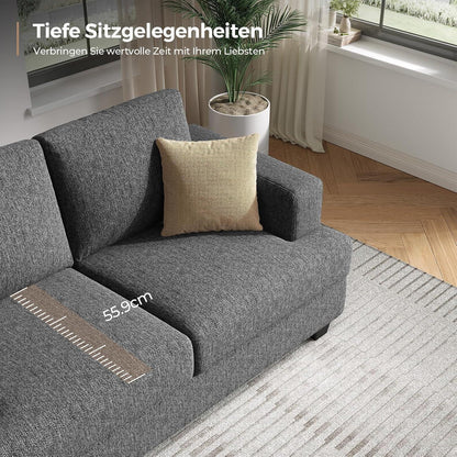 Kleines 2-Sitzer Sofa Grau – Modernes Wohnzimmer Sofa mit Leinenstoff