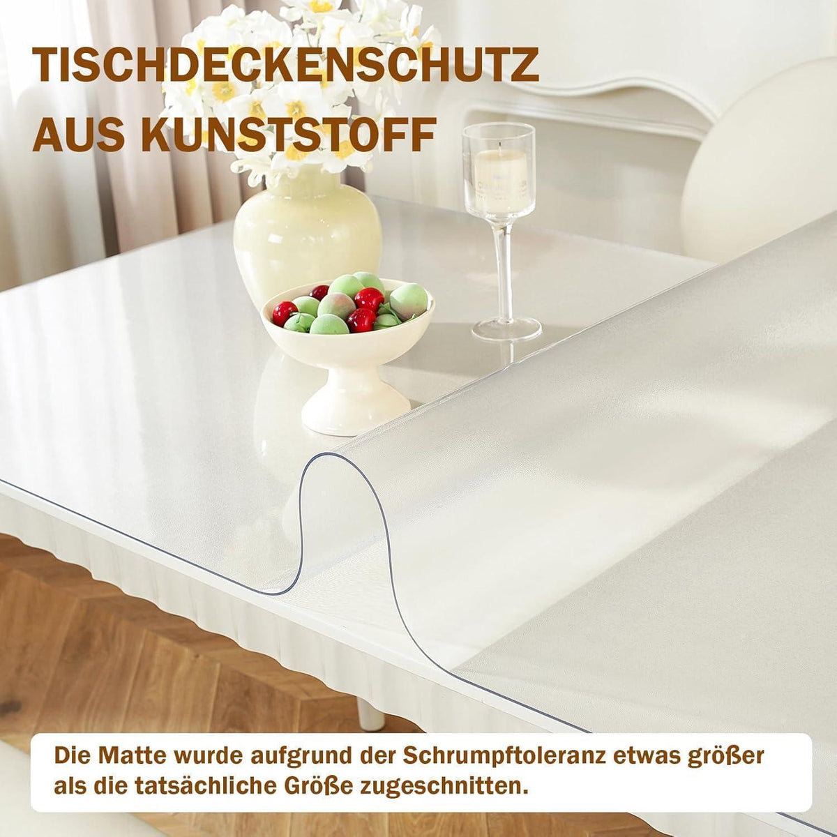 Royhom Tischfolie Transparent 100x240 cm – Mattiert & Blasenfrei