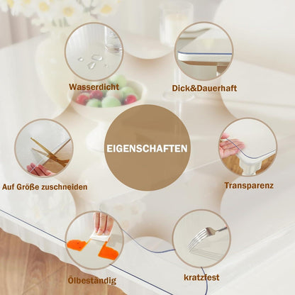 Royhom Tischfolie Transparent 100x240 cm – Mattiert & Blasenfrei