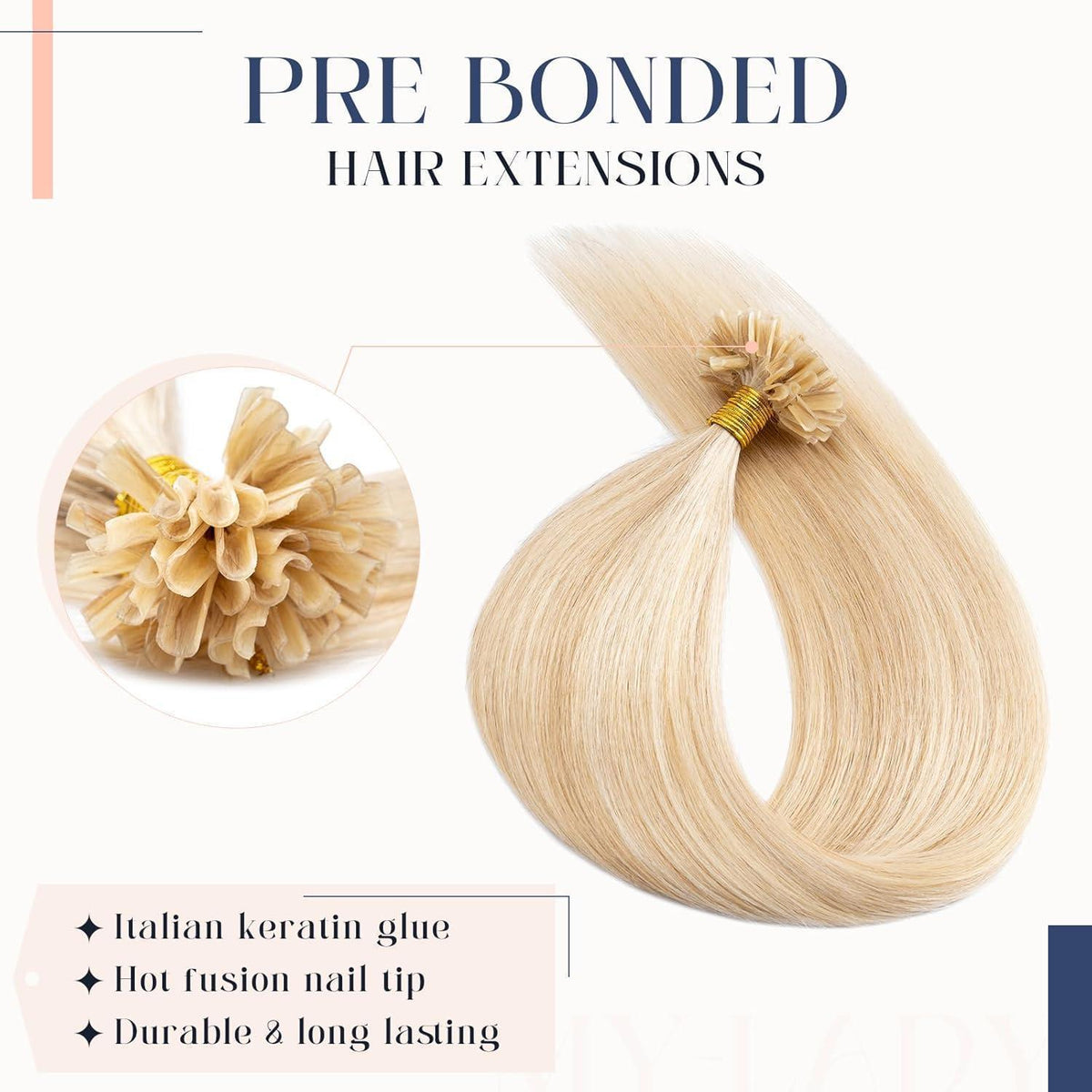 Echthaar Extensions Bondings #1B Schwarz 60cm – Remy U-Tip