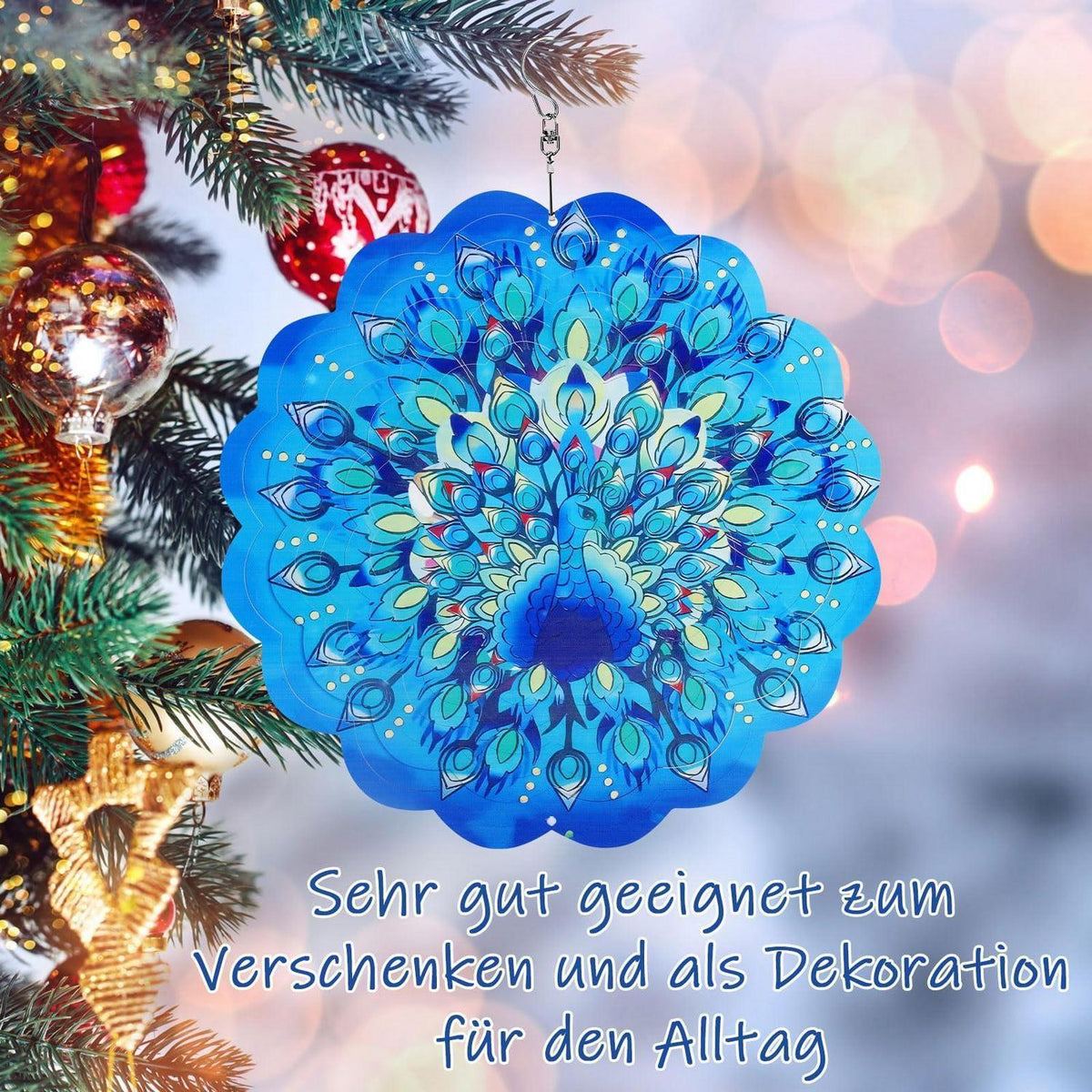 3D Windspiel Pfau – Regenbogen-Dekoration für Garten & Zuhause