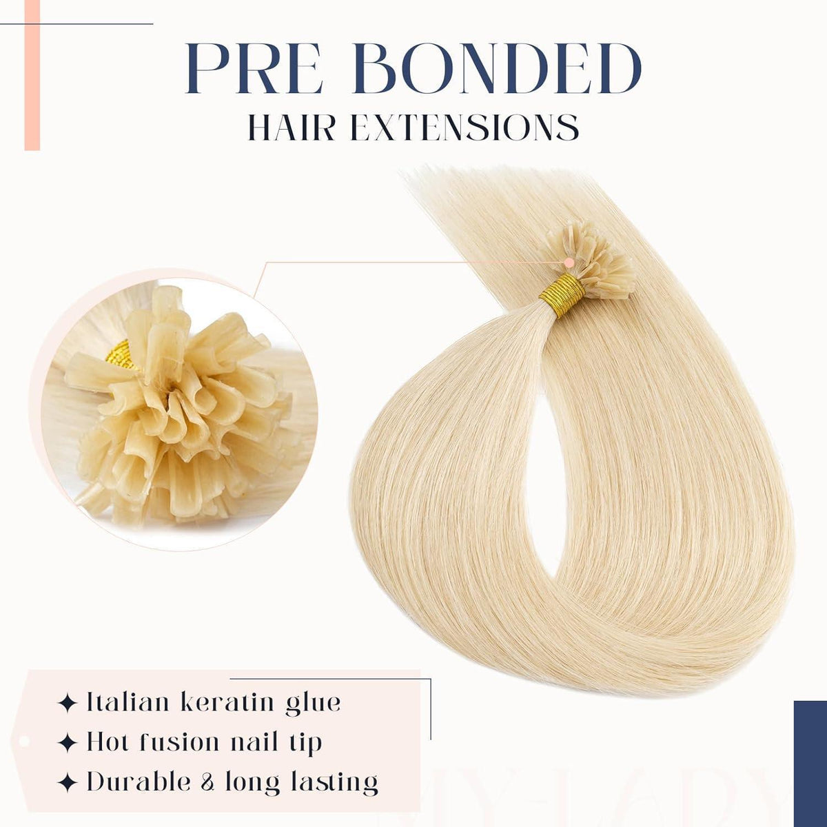 Echthaar Extensions Bondings Platinblond 55cm - Remy Haarverlängerung