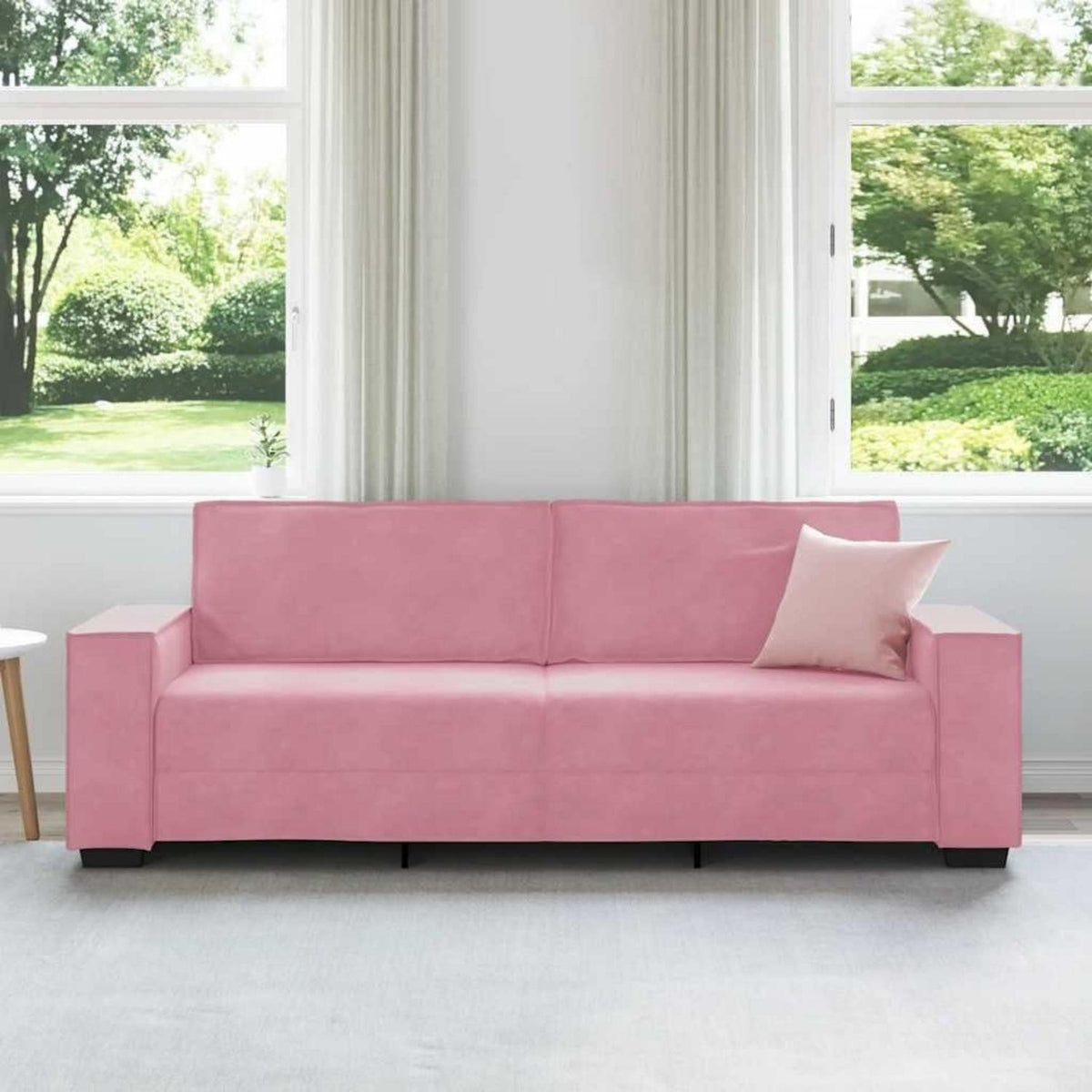 Rosa Samt Sofa 3-Sitzer – 180 cm Wohnzimmercouch
