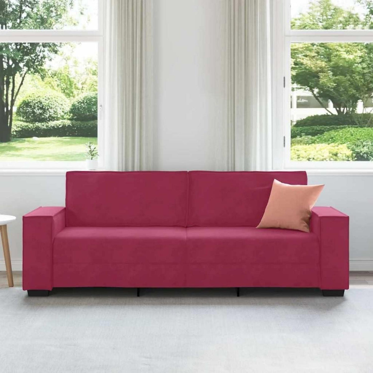 3-Sitzer Sofa Weinrot – Samt Polstercouch 180cm