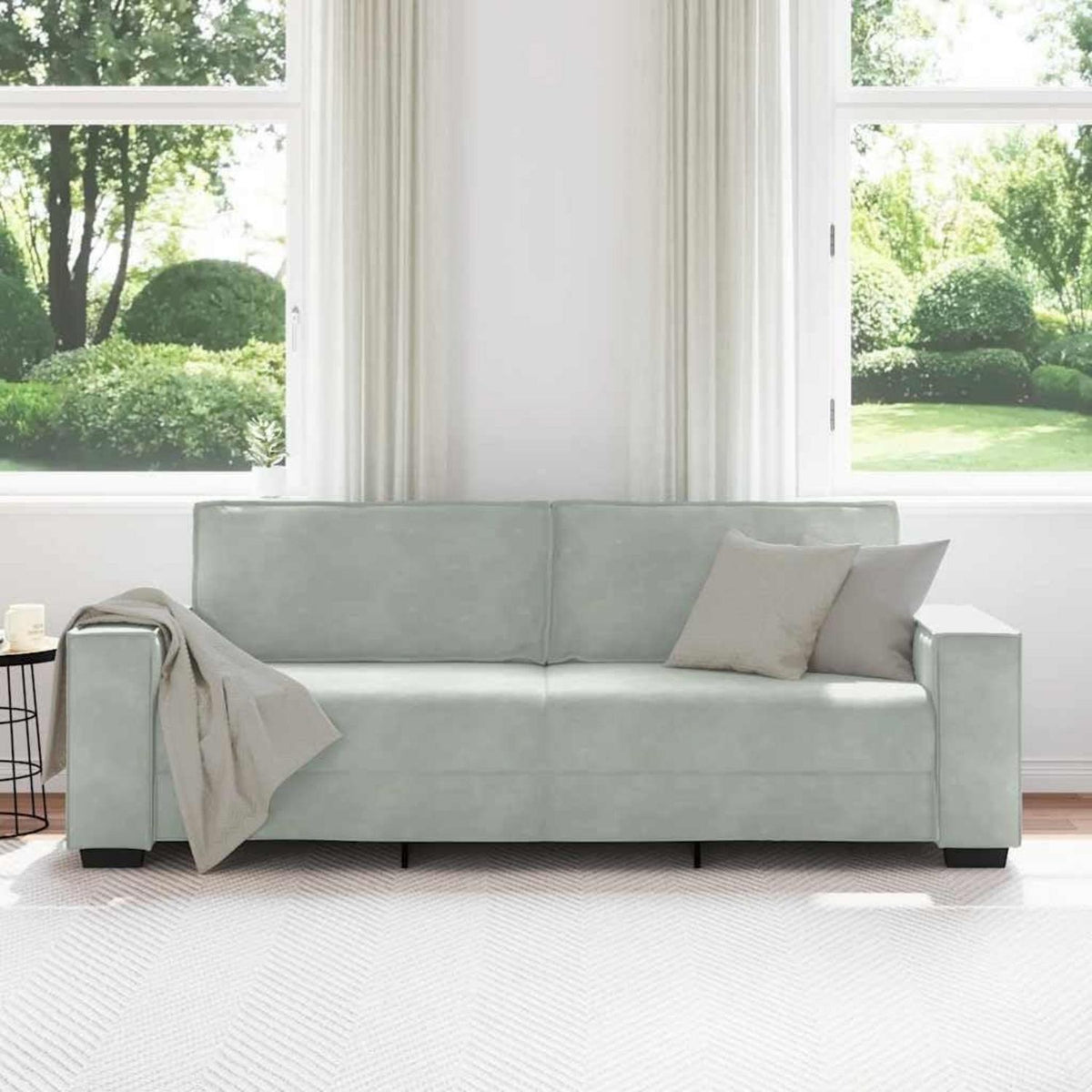 3-Sitzer Sofa Hellgrau Samt 180cm – Komfortable Polstercouch