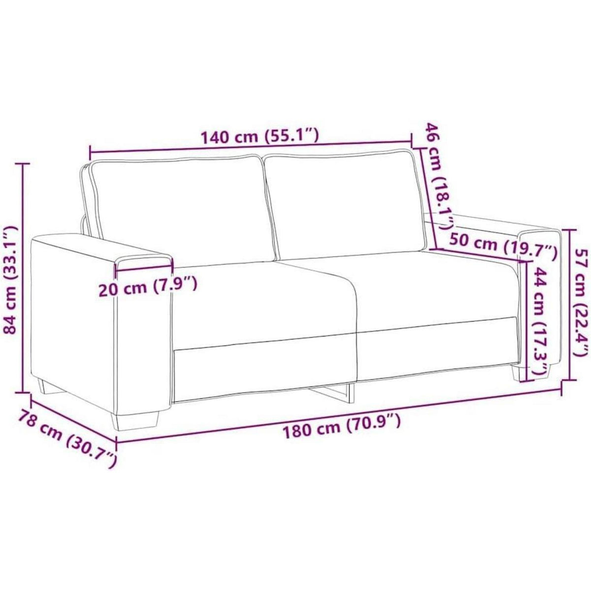2-Sitzer Sofa Blau, Samt, 140 cm – Komfortable Polstercouch
