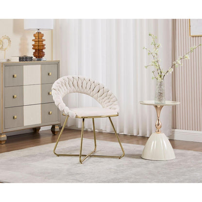Beiger Loungesessel mit Samt & Goldbeinen