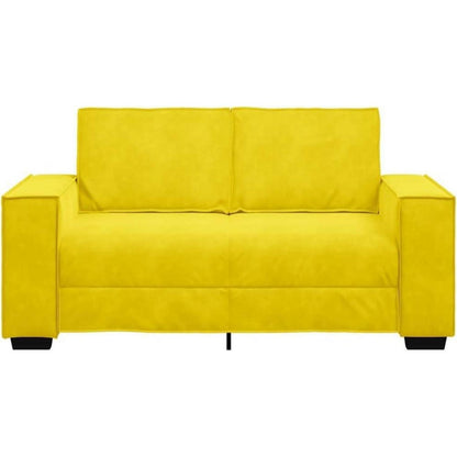 2-Sitzer Sofa Gelb – Samt Polstercouch für Wohnzimmer