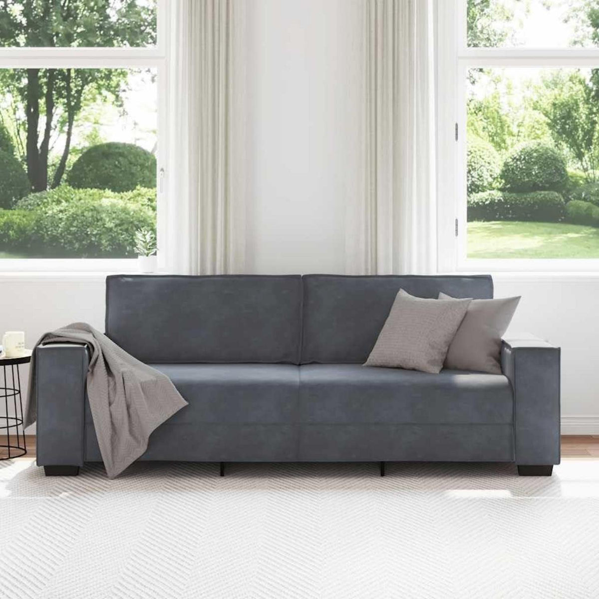 3-Sitzer Sofa Dunkelgrau Samt 180cm – Komfortable Polstercouch