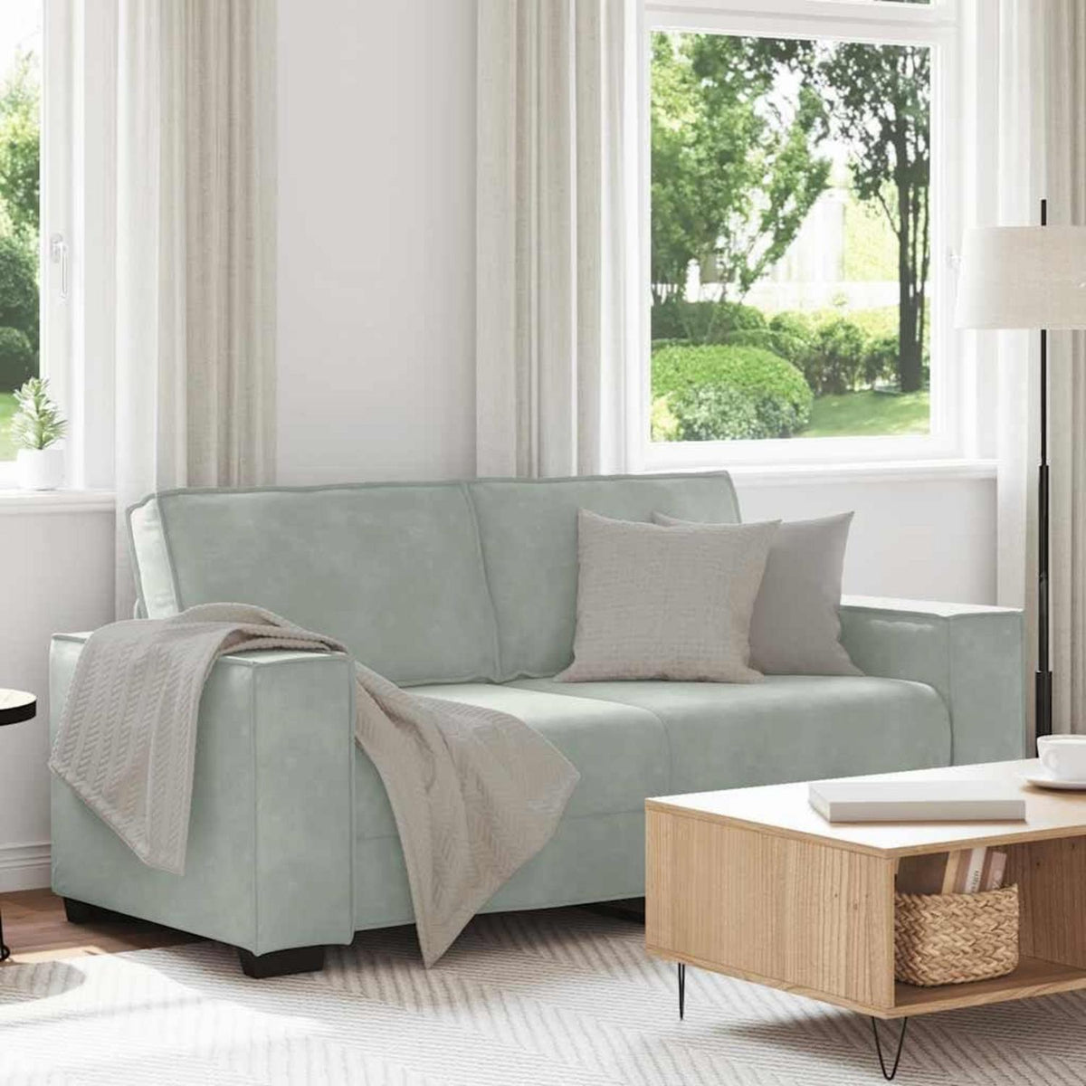 2-Sitzer Sofa Hellgrau Samt – Komfortable Polstercouch