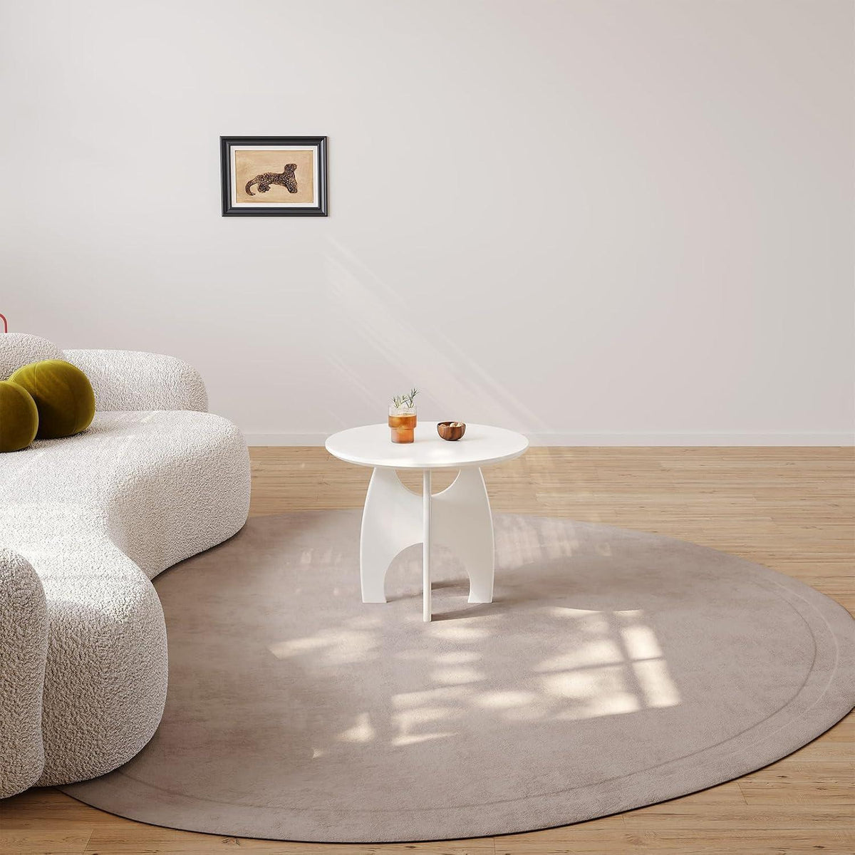 Cremeweißer Beistelltisch – Moderner Sofa- & Side-Tisch