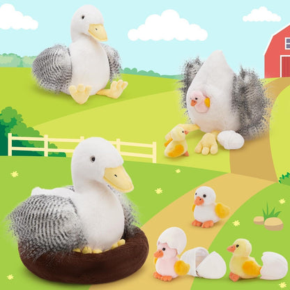 XXL Kuscheltier Ente mit Babys – Plüschtier Geschenk für Kinder