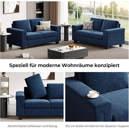 Kleine 2-Sitzer Couch Blau – Modernes Sofa mit Tiefsitz