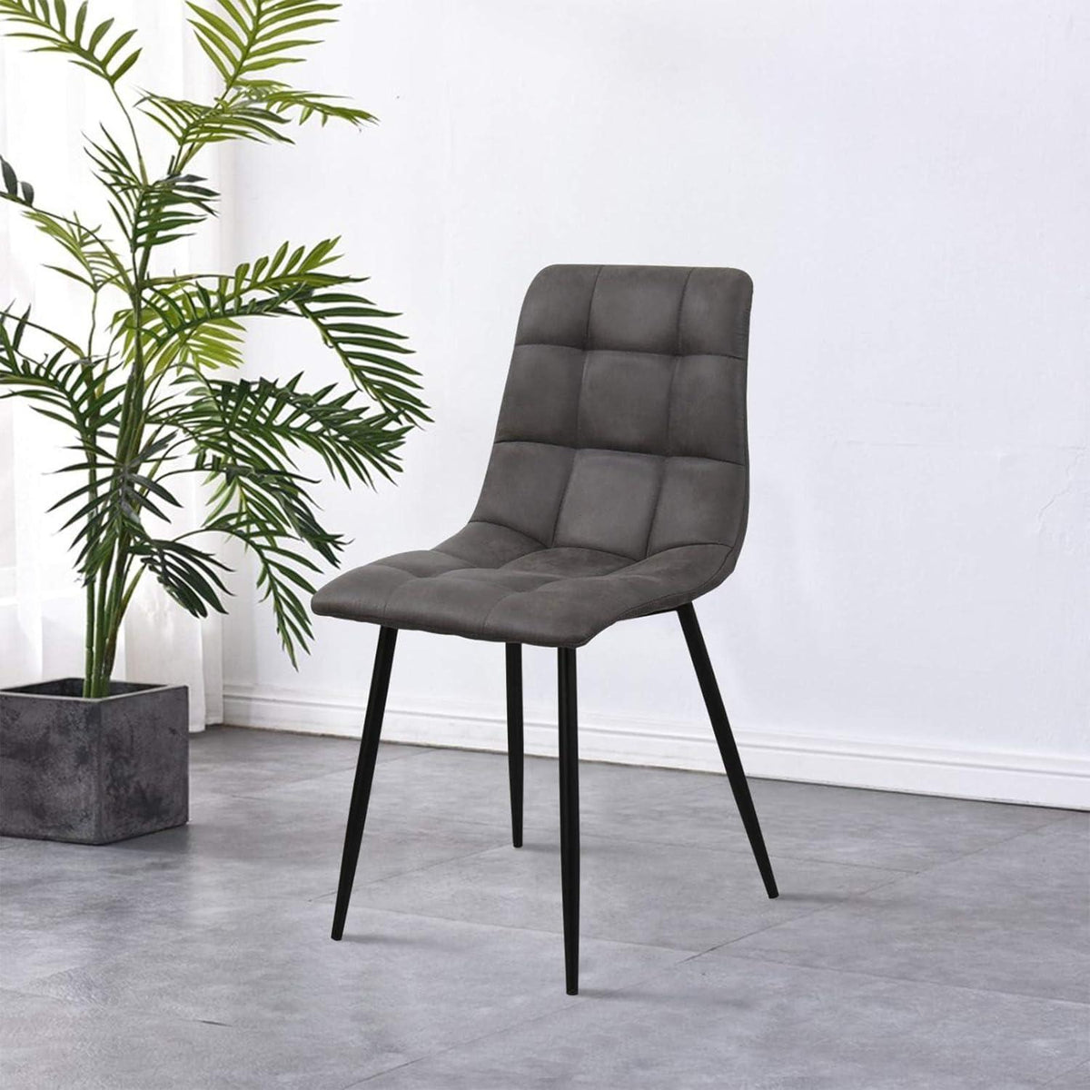 Esszimmerstühle Grau 6er Set Gepolstert in Lederoptik